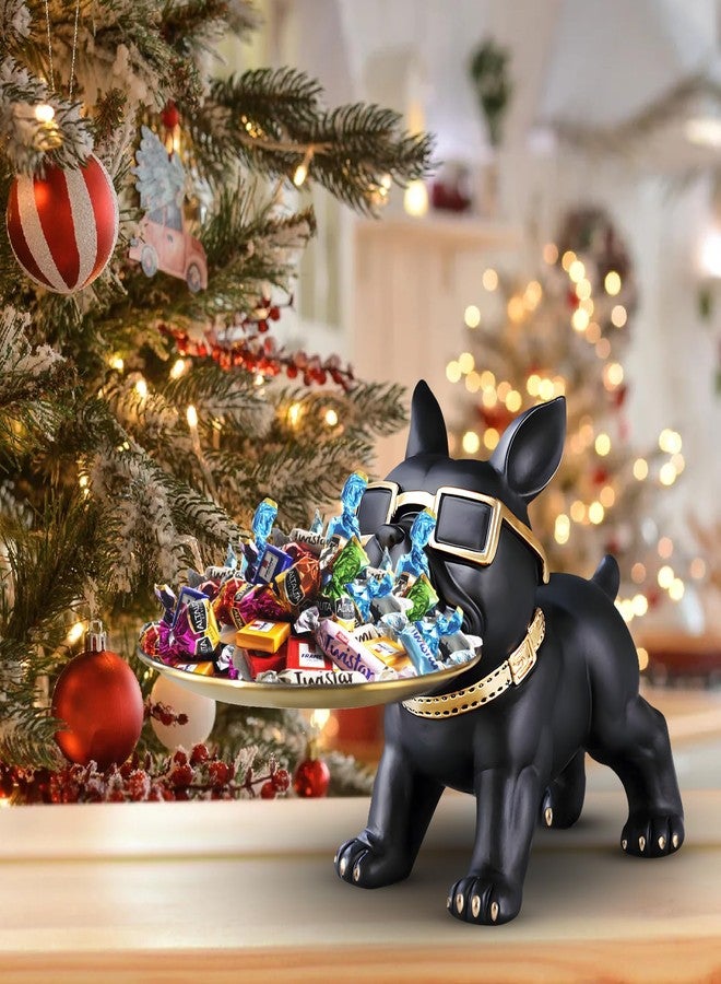 Huhote Bulldog Tray Statue Black,Small Modern French Bulldog Candy Dish Key Holder Bowl, French Bulldog Accessories, Statues for Office Desk Home Decor Figurines Entryway Table Decor (Black) - Image 5